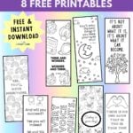 Graphic titled, "Dr. Seuss Coloring Bookmarks: 8 free printables."