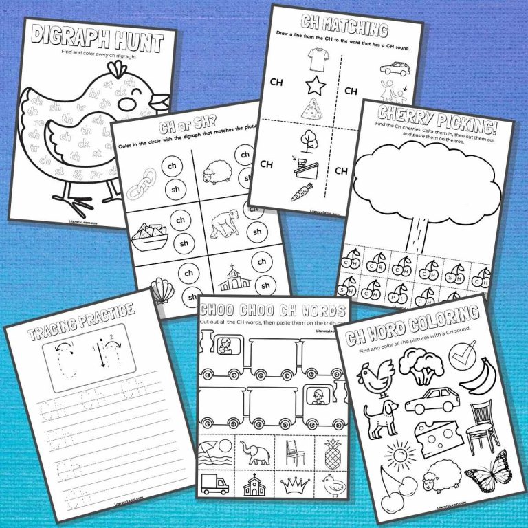 7 CH Worksheets for Digraph Learning