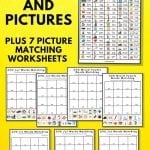 Pinterest graphic with CVC word worksheets on a yellow background.
