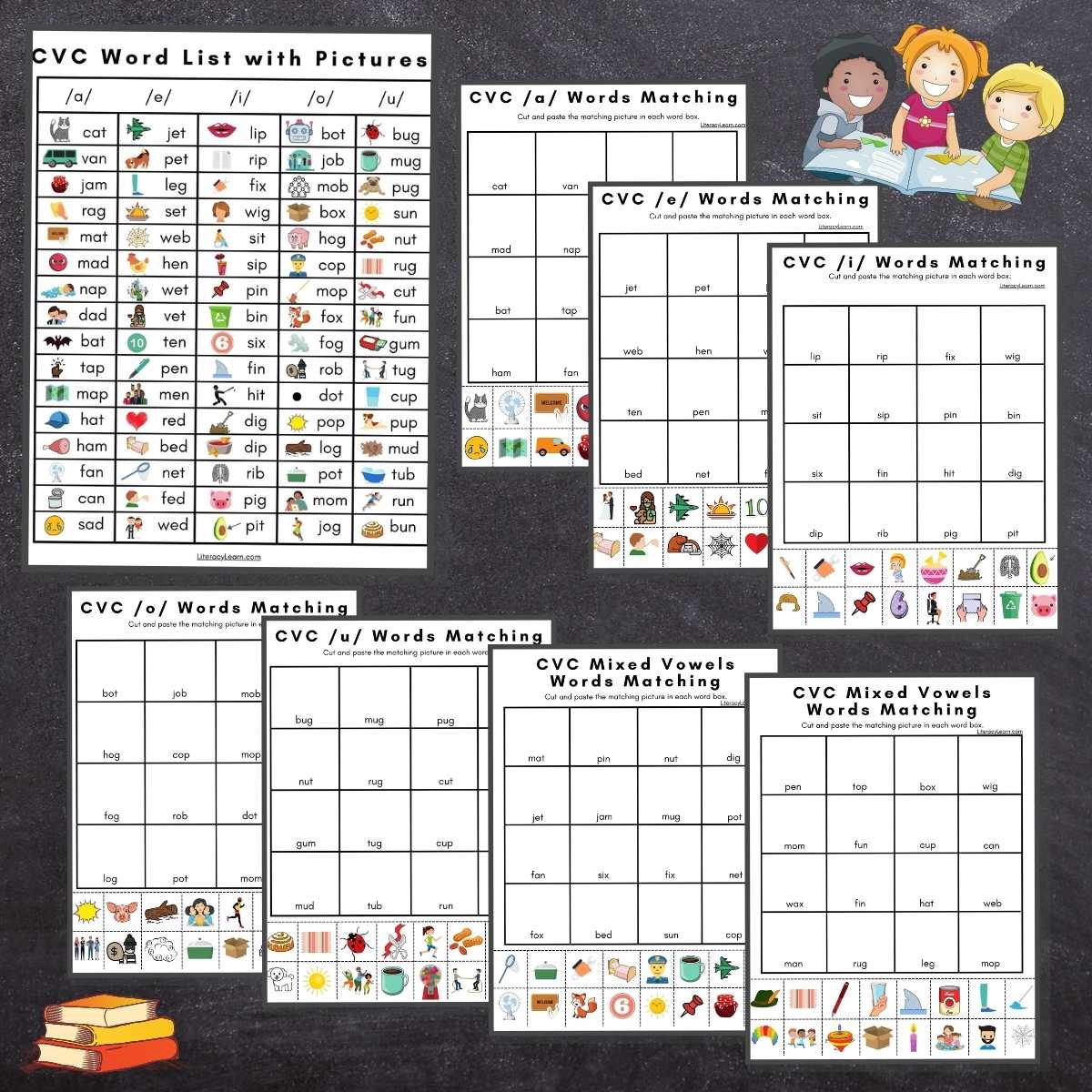 80 cvc words with pictures printable worksheets literacy learn