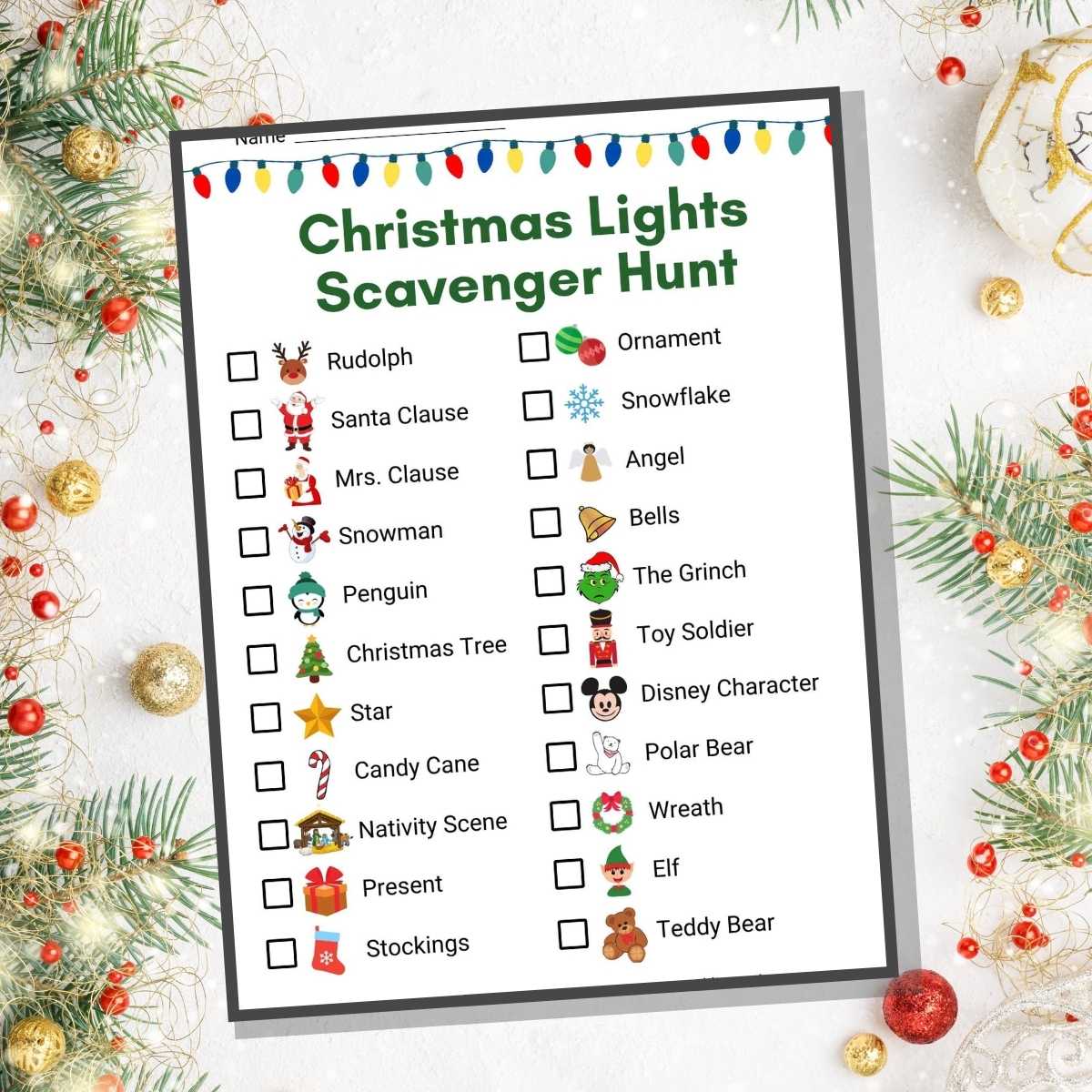 Christmas Lights Scavenger Hunt with Pictures Literacy Learn