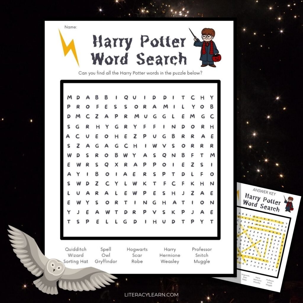 Harry Potter Word Search Free Printable Literacy Learn 