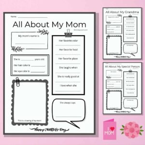 All About Mom Free Printables for Mother's Day - Literacy Learn