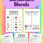 Pinterest graphic with 5 consonant blends worksheets.