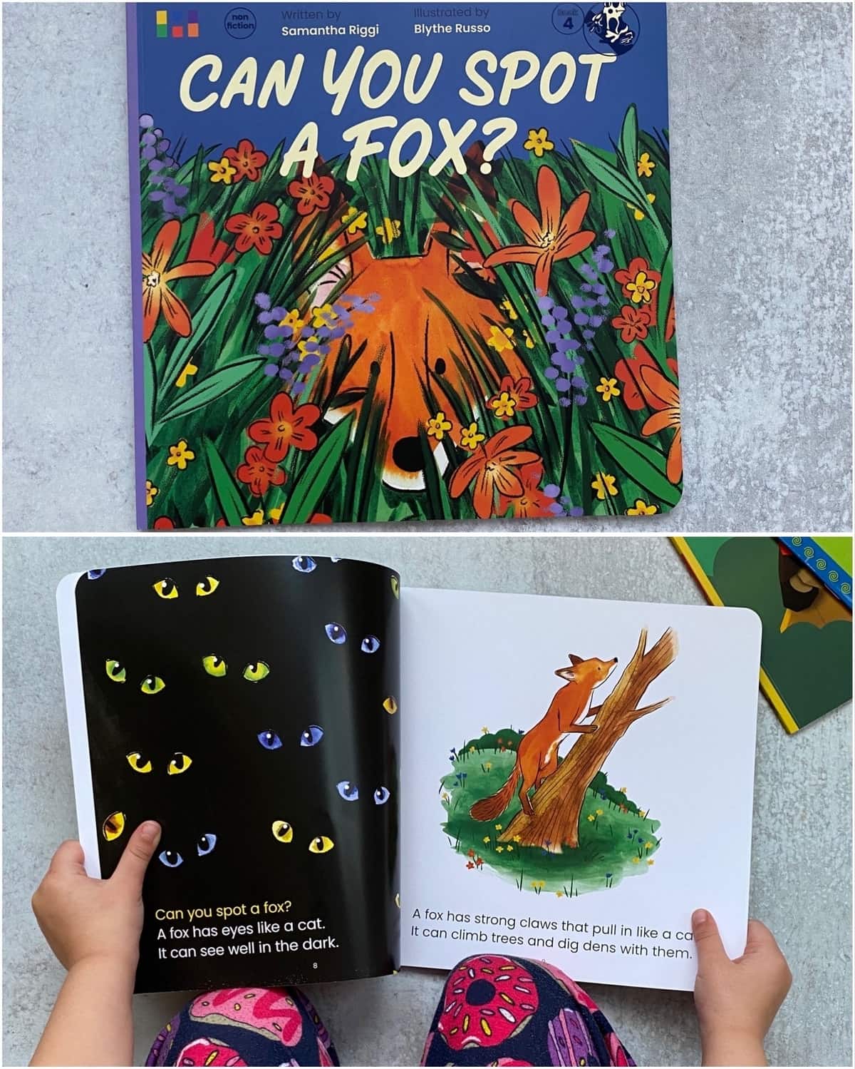 A collage of the front cover and two open pages of text from Frog book.