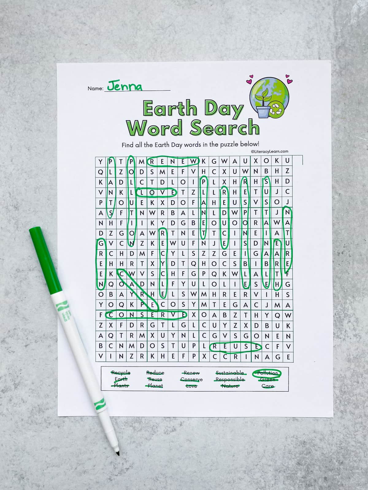 earth day word search