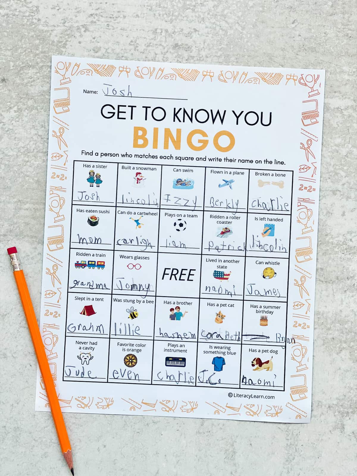 Get To Know You Bingo For Kids Printable