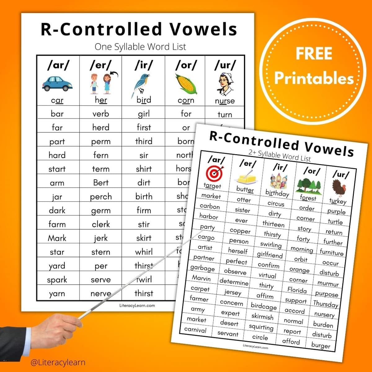 R Controlled Words Worksheets