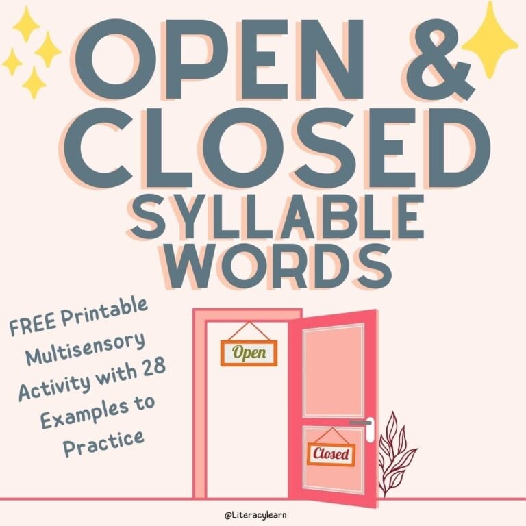 Open & Closed Syllables Words: FREE Activity