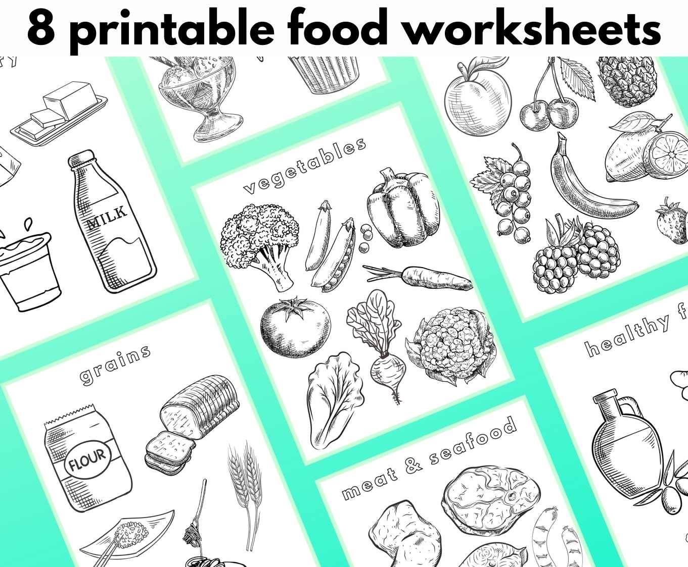 Food Coloring Pages: Free Printable Sheets - Drawings Of