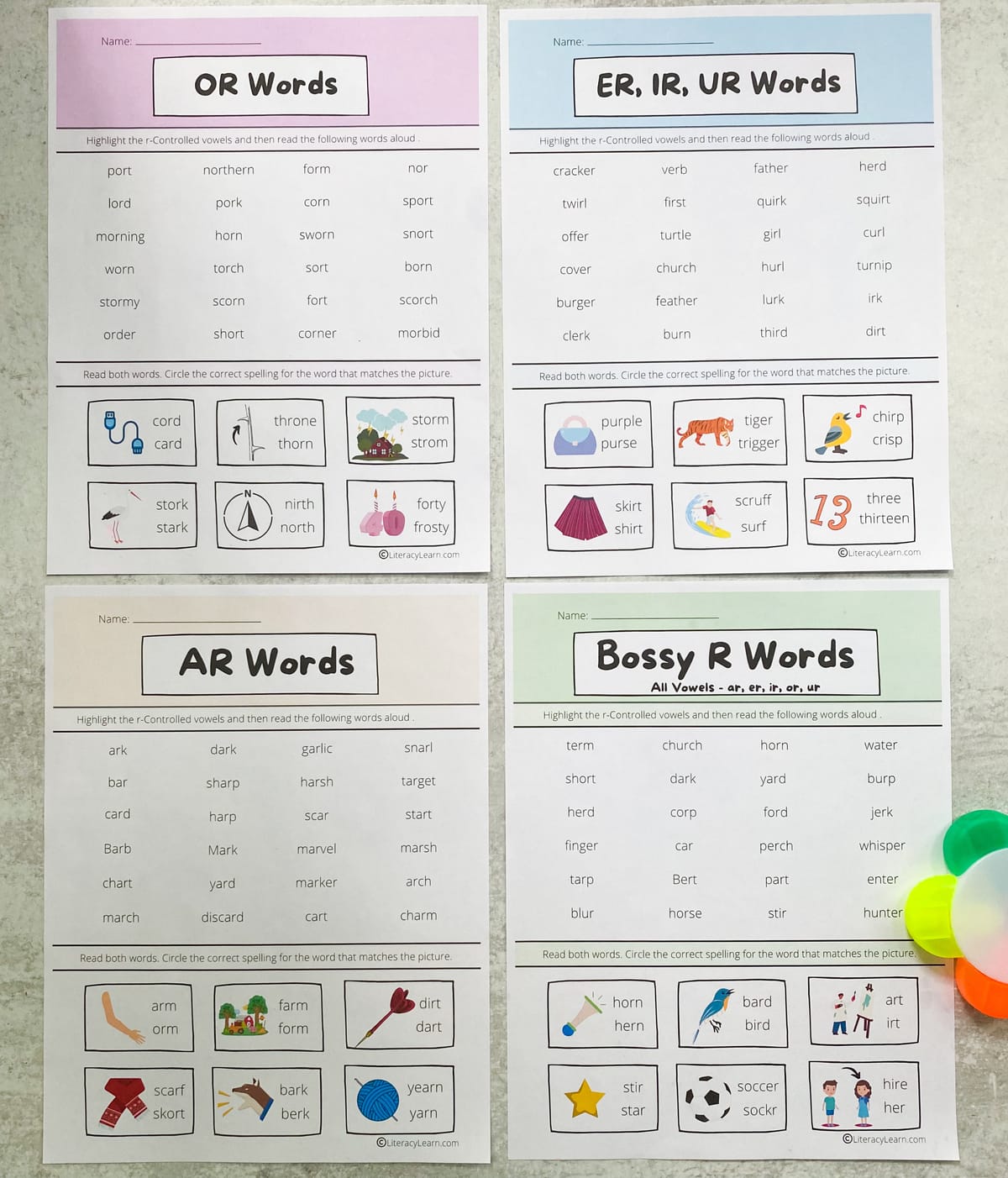 R Controlled Vowels Worksheets 4 Free Printables Literacy Learn