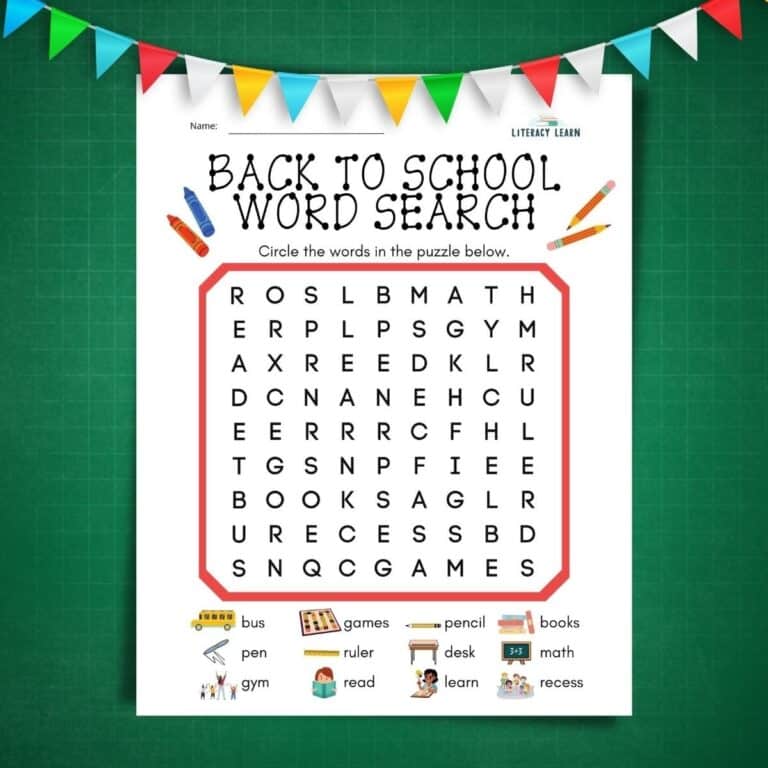 Back to School Word Search (Free Printable)