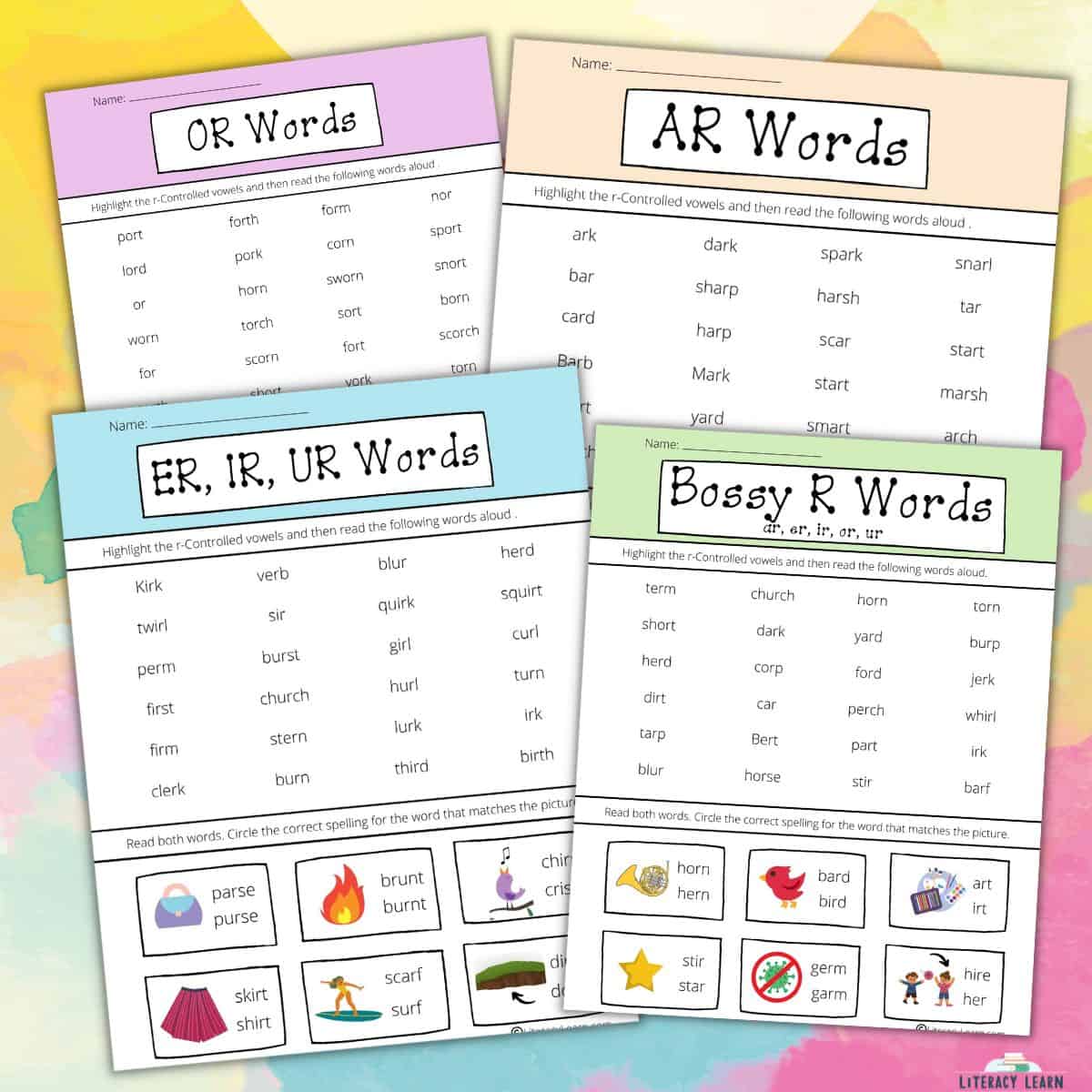 R Controlled Vowels Worksheets: 4 Free Printables Literacy Learn