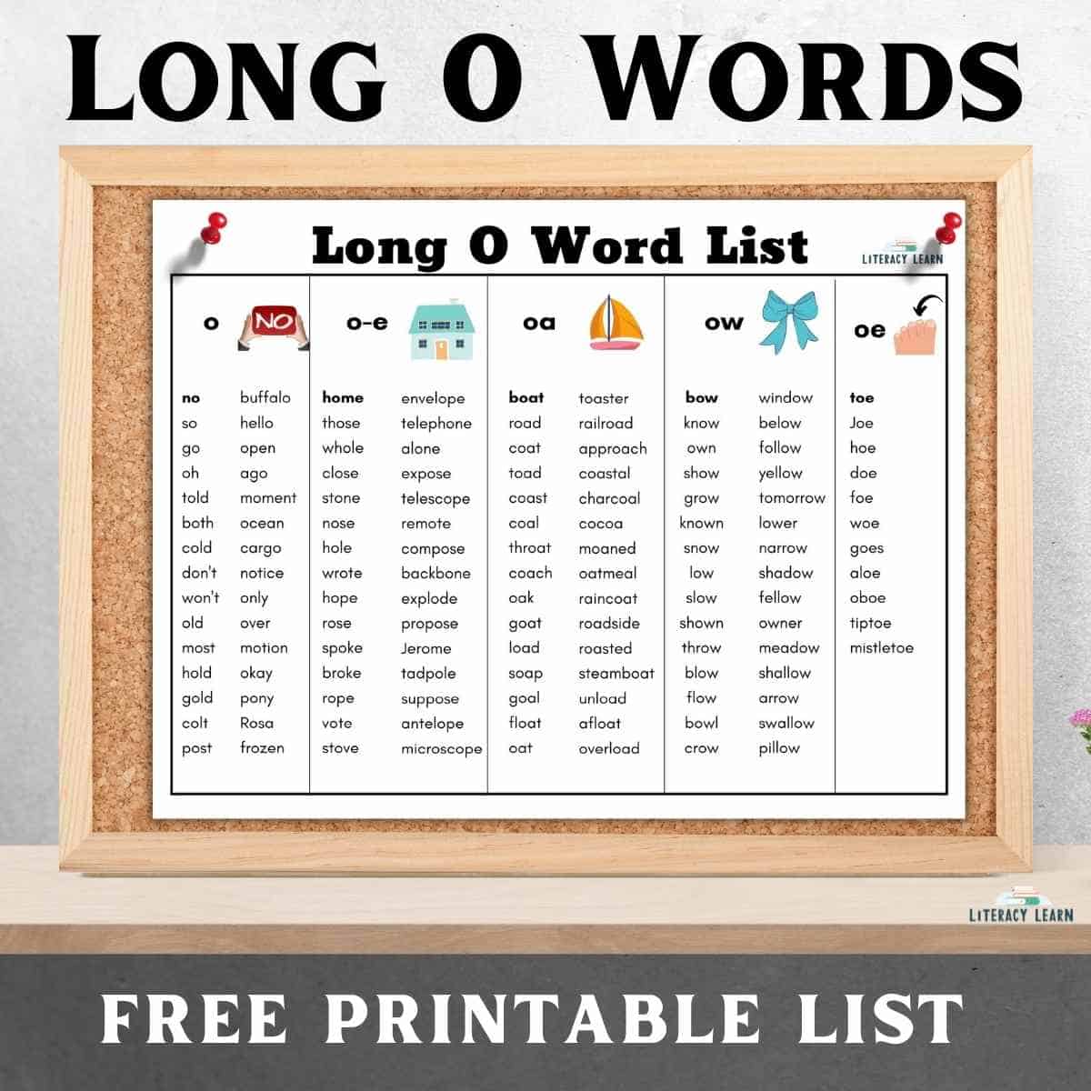 Long Vowel Words For Grade 1