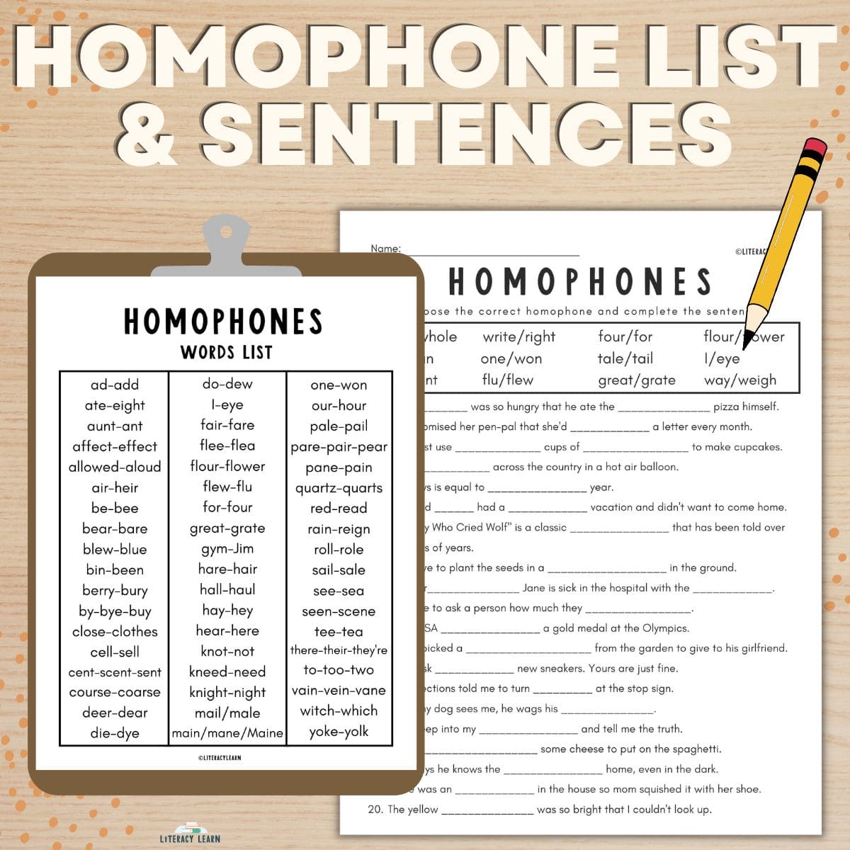 Common Homophone List And Sentences Literacy Learn, 47% OFF