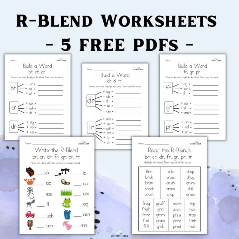 R Blends Words and Worksheets (5 Free Printables)