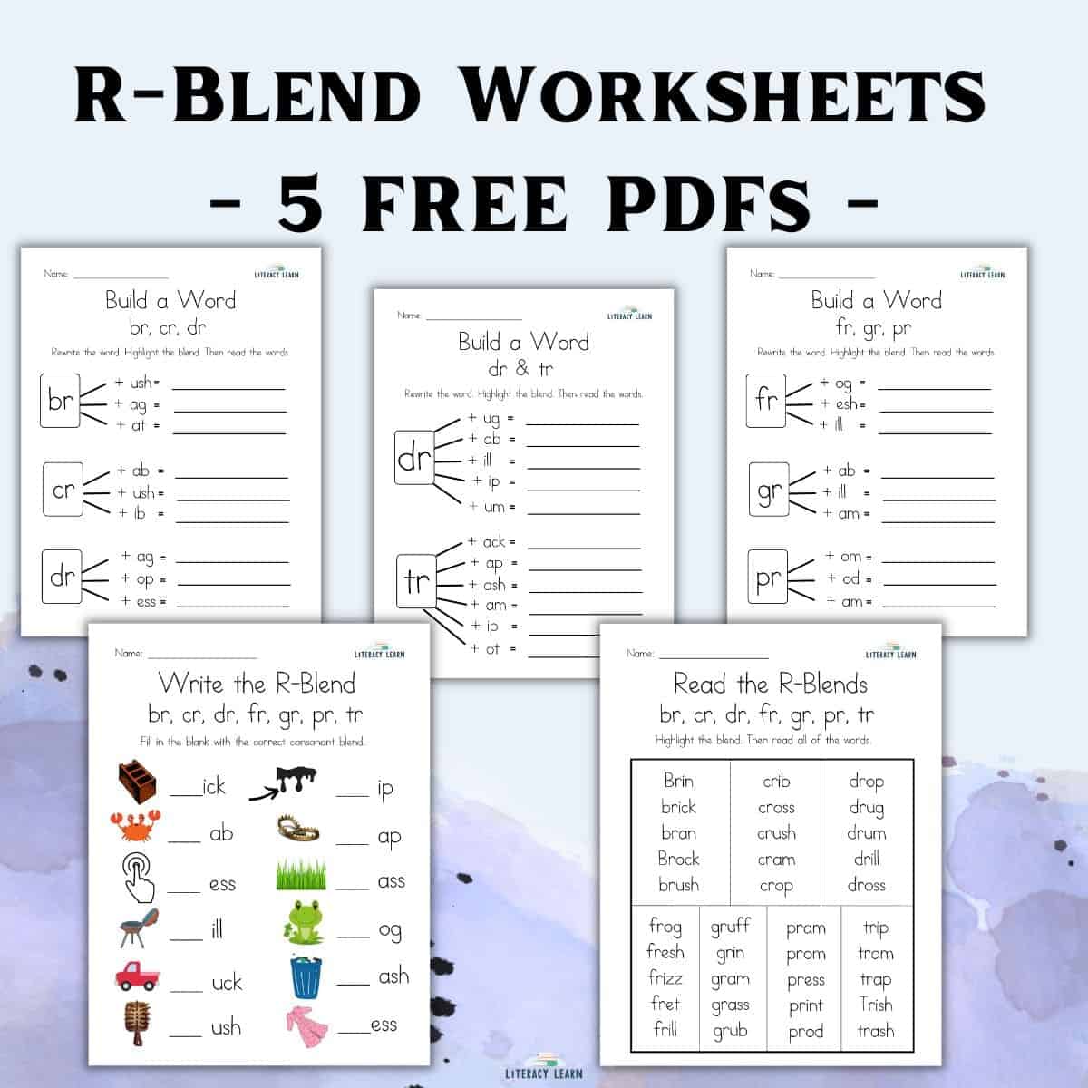 Consonant Blends (br cr dr fr gr pr tr) - Word List and Sentences 