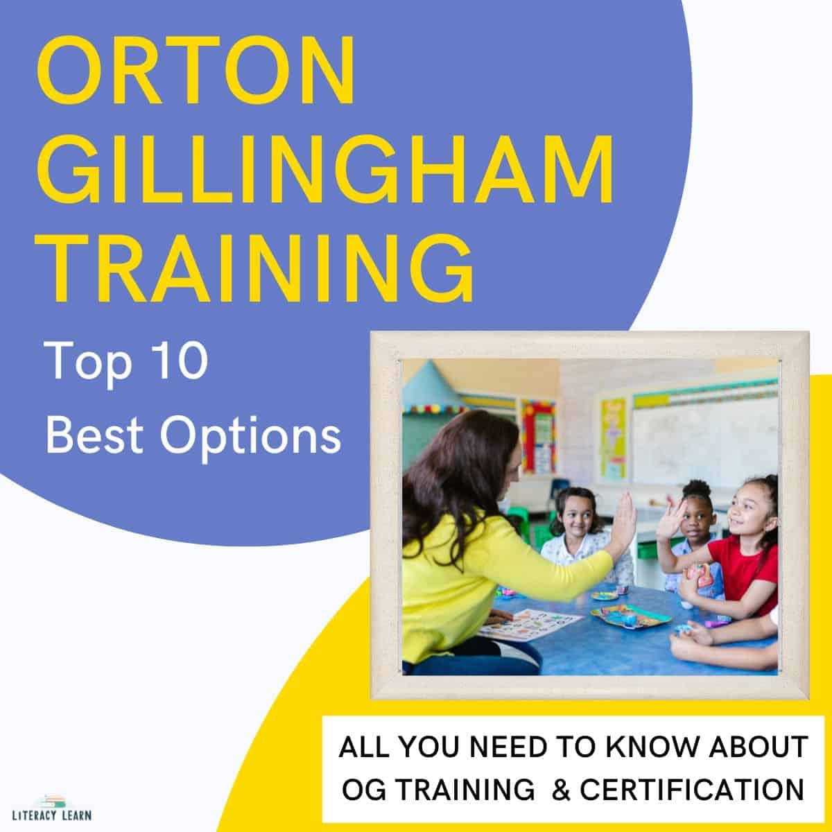 Graphic with "Orton-Gillingham Training Options: Top 10"