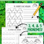Pinterest graphic with three St. Patrick's Day word mapping worksheets and a pencil.