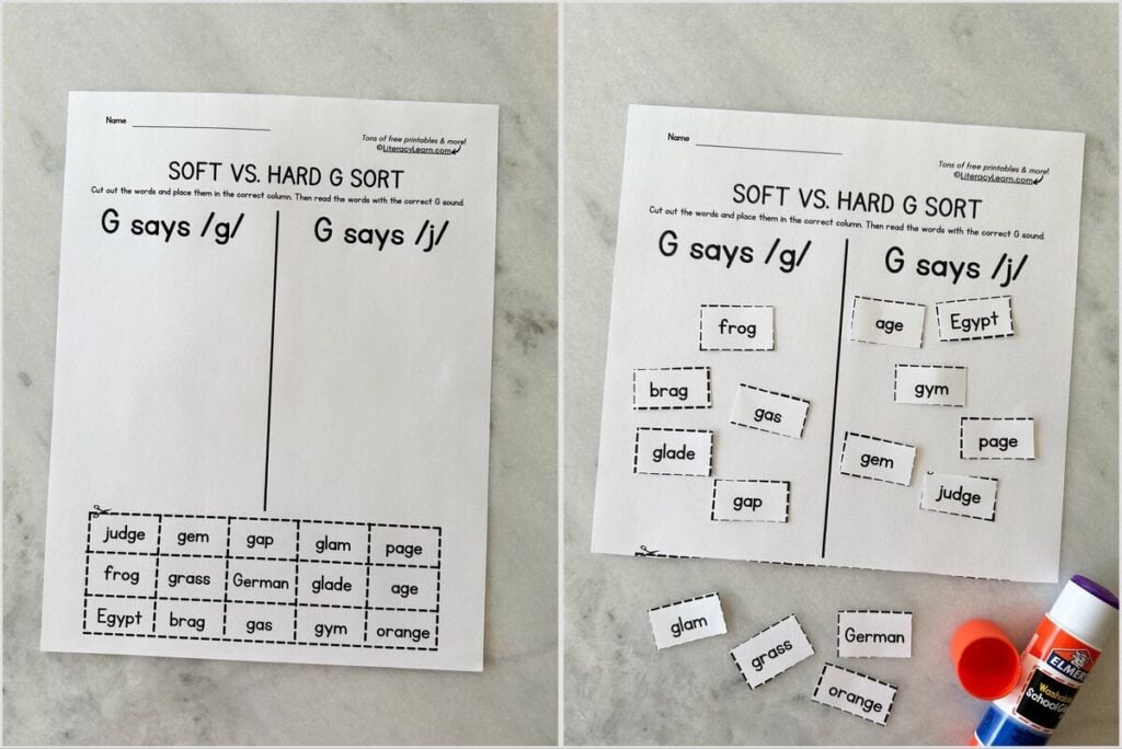 All About Hard G And Soft G Words Free Worksheet Literacy Learn 