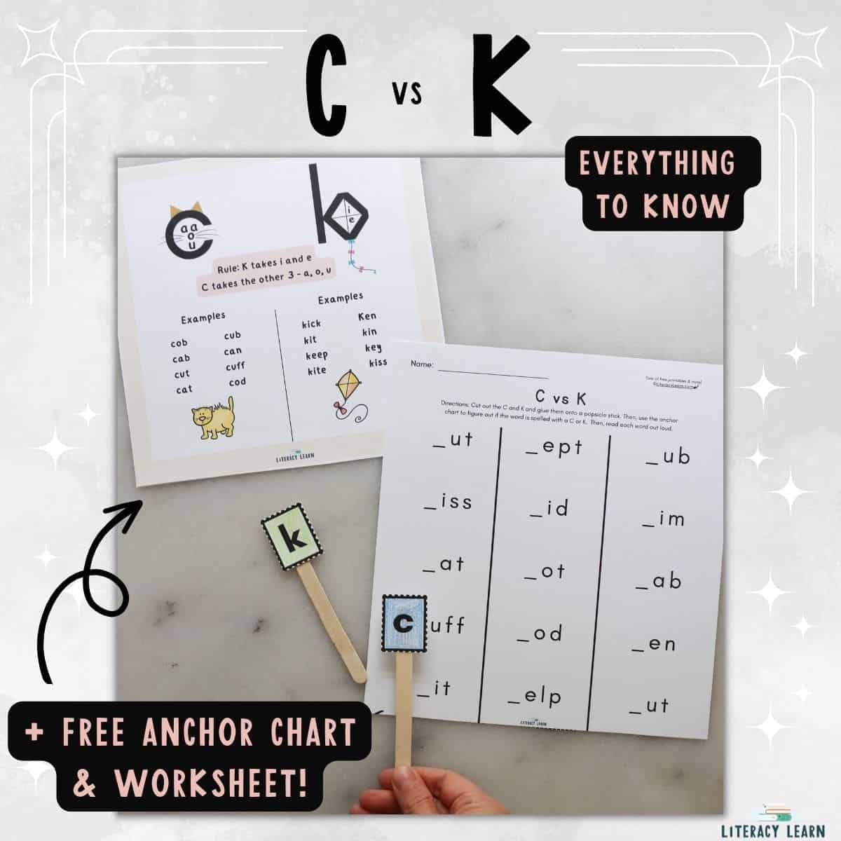 When to Use C vs. K Teaching Info + Free Printables Literacy Learn