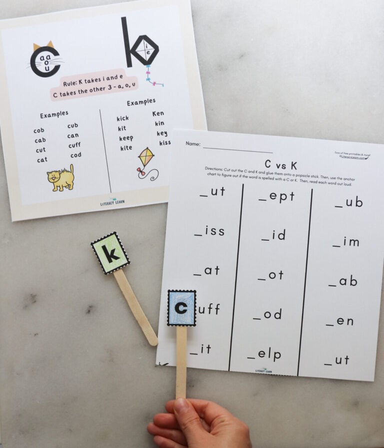 When to use c vs k teaching info free printables literacy learn