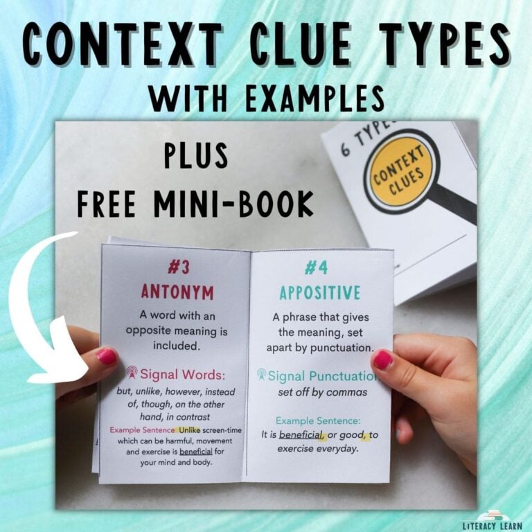 6 Context Clue Types with Examples & FREE Mini-Book
