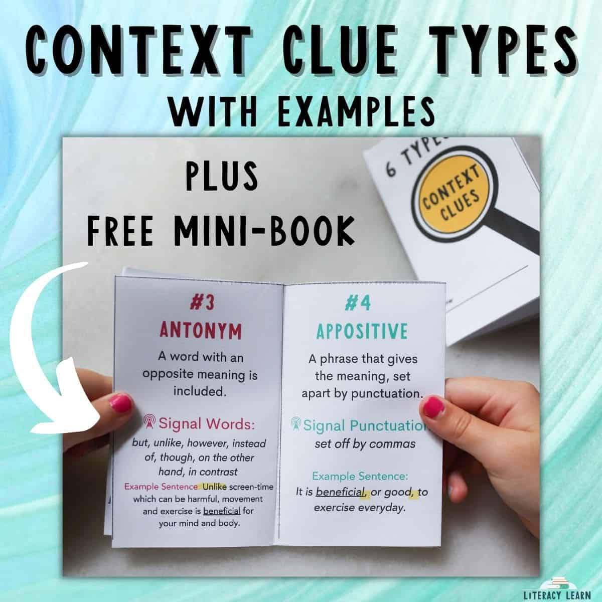 6 Context Clue Types with Examples & FREE Mini-Book - Literacy Learn