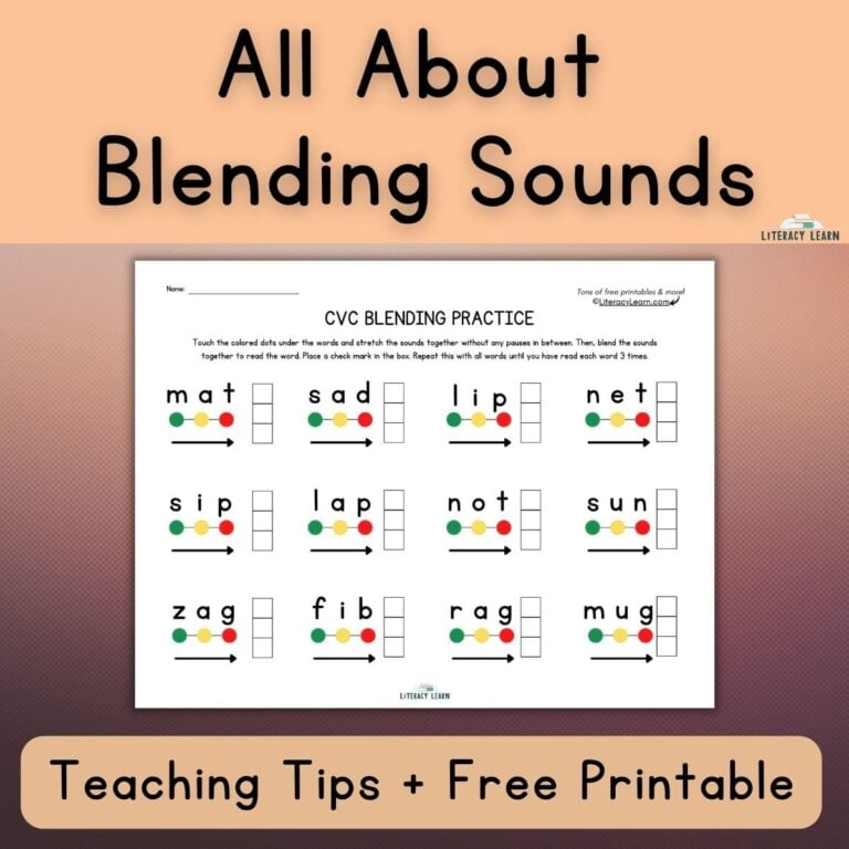 Blending Sounds: Teaching Tips + Free Printable