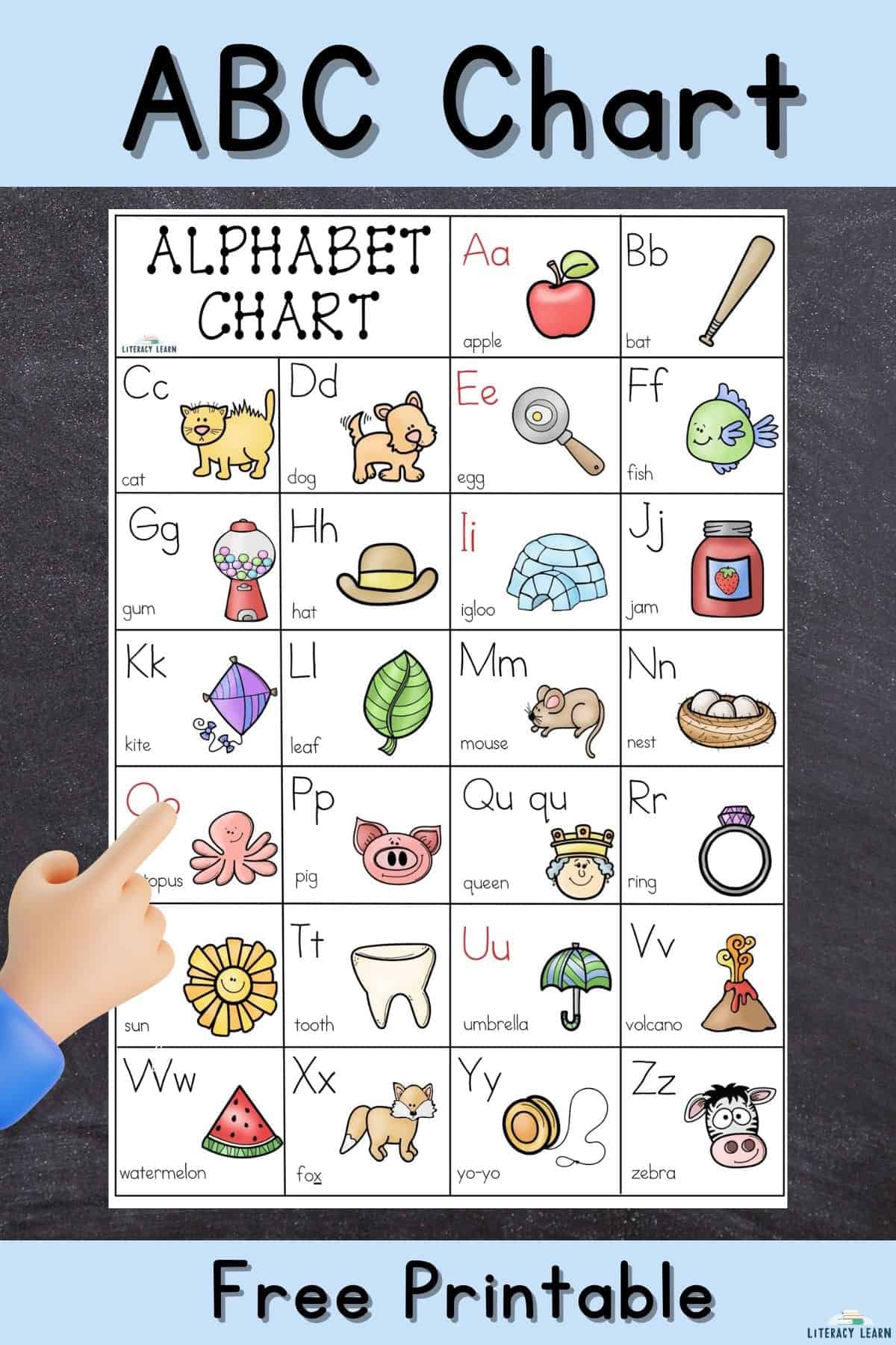 printable alphabet chart for kindergarten