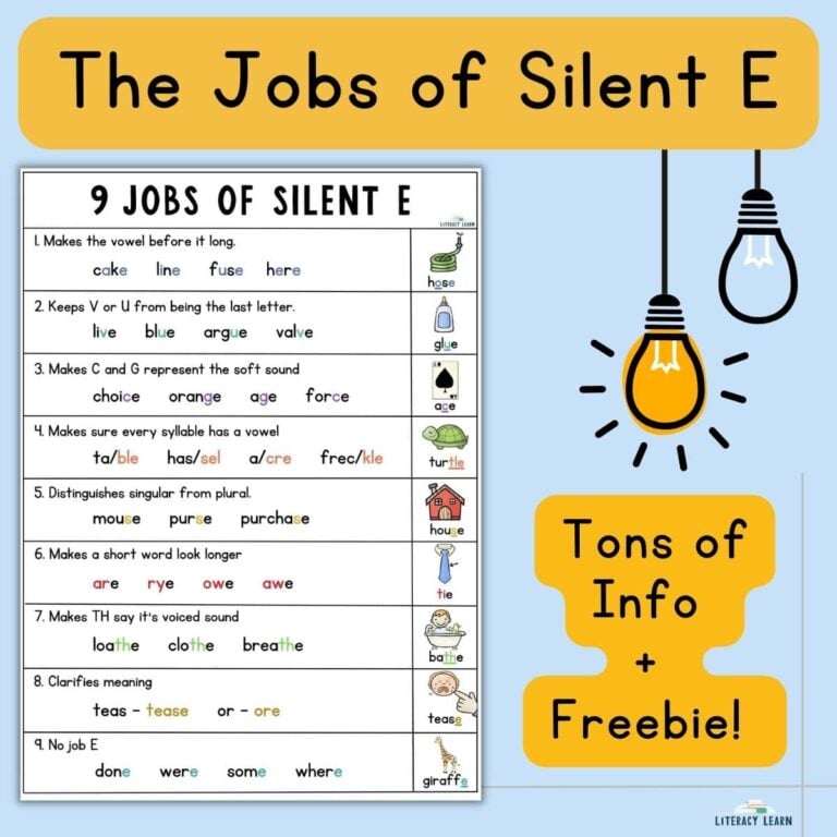 The 9 Jobs of Silent E: Teaching Tips & Free Sort