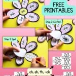 Pinterest graphic with images of a printed digraph reading flower.