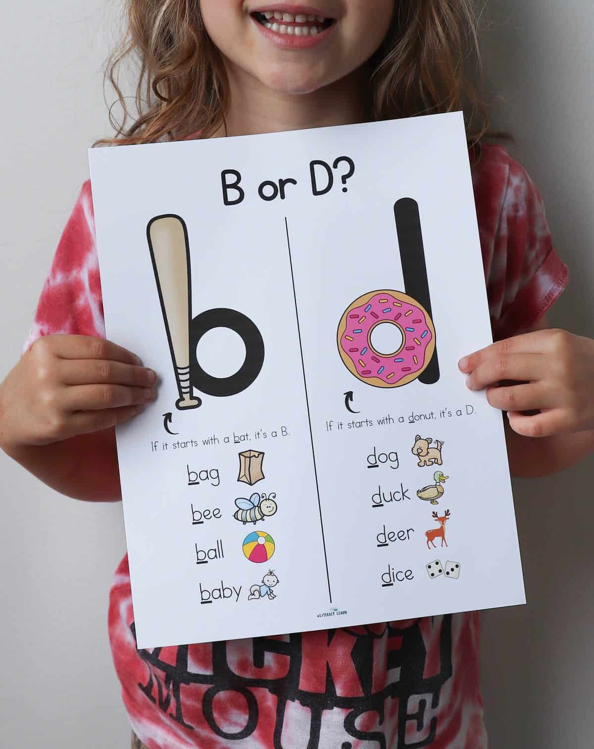 A child holding the colorful printed b/d reversal poster.