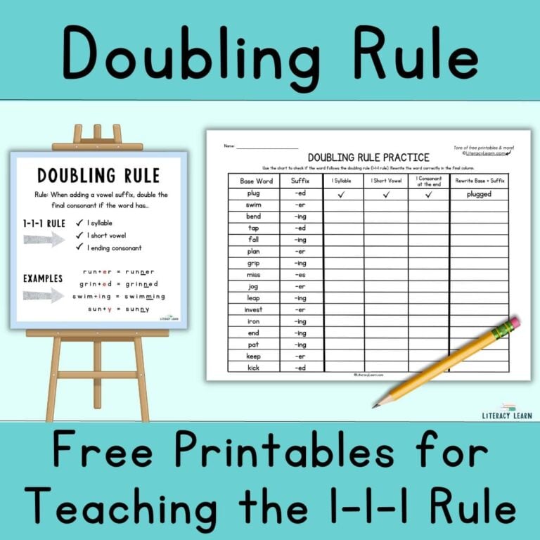 Doubling Rule: Free Printables for Teaching Spelling