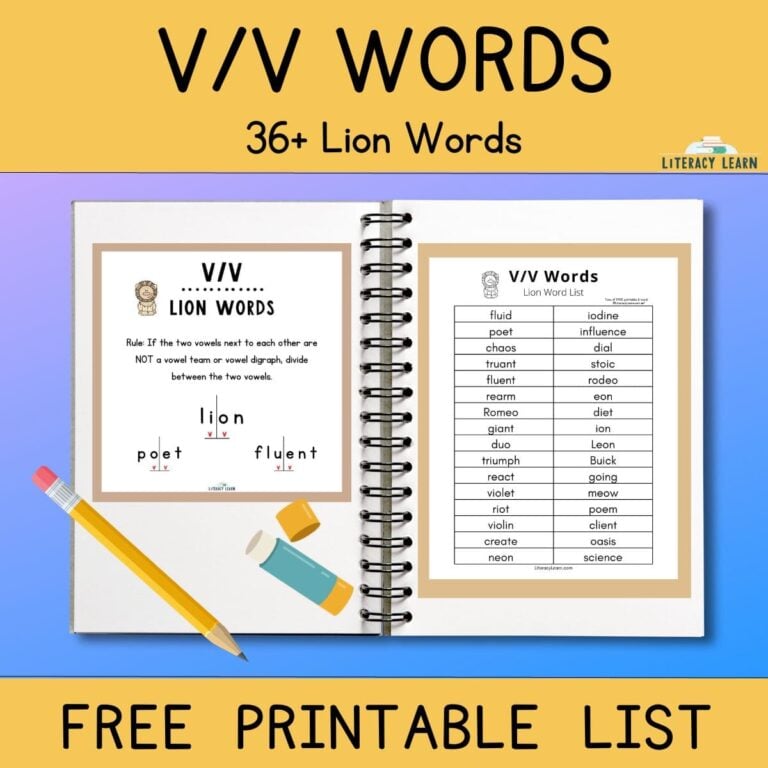 Teaching V/V Words – with Free Printable Word List