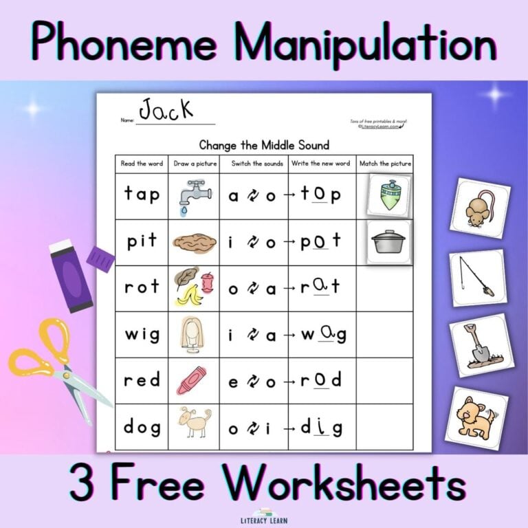 Phoneme Manipulation: 3 Free Worksheets