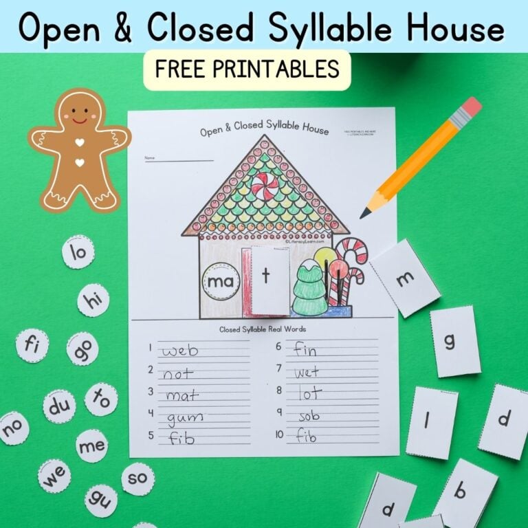 Open & Closed Syllable Houses: Free Printables