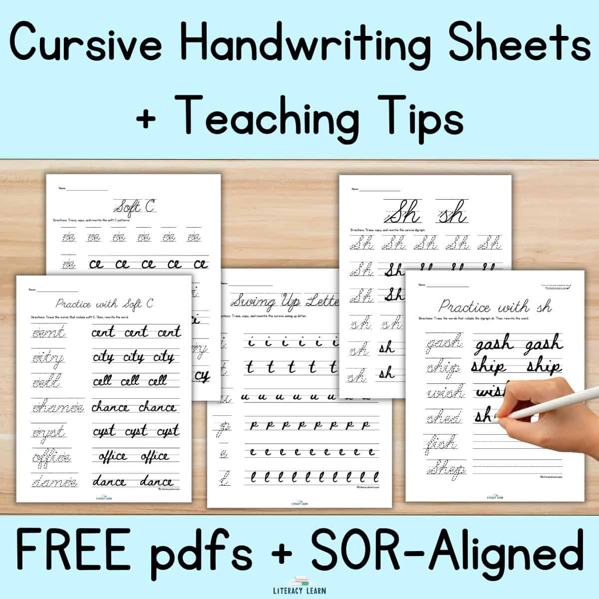 Cursive Handwriting Practice Sheets: Free pdfs (SOR-Aligned