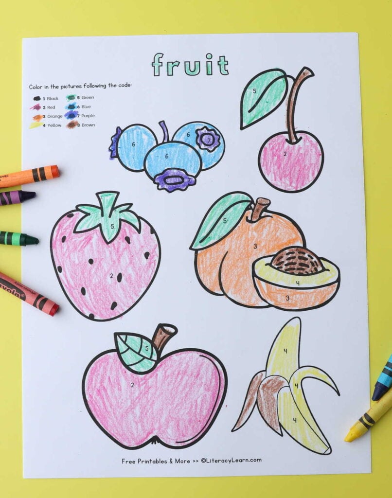 5 Food Coloring Pages by Category - Literacy Learn