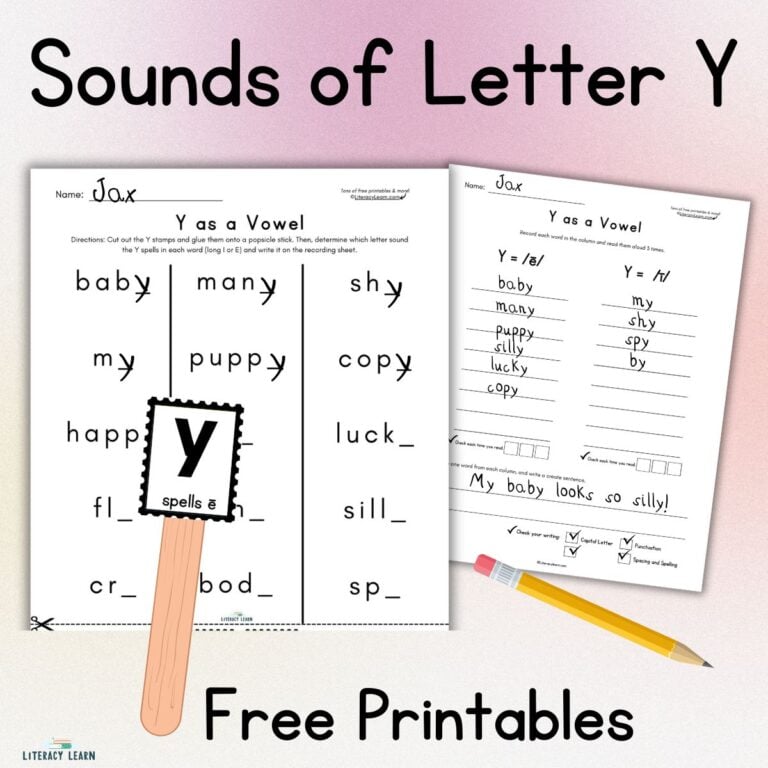 Y as Vowel: Teaching the Sounds & FREE Worksheets