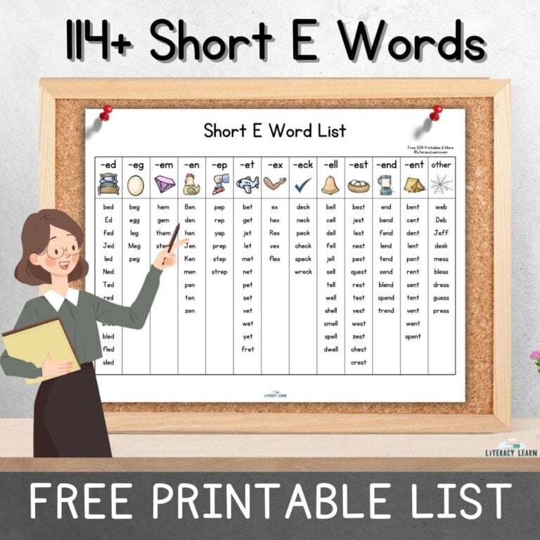 114+ Short E Words (Free Printable List)