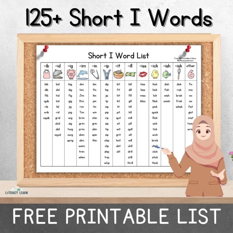 125+ Short I Words (Free Printable List)