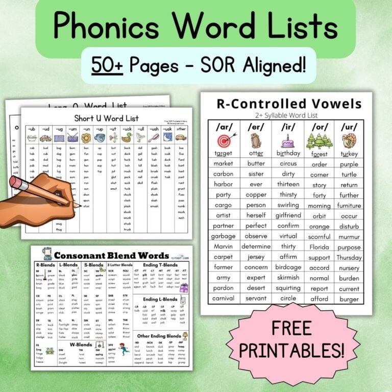 FREE Printable Phonics Word Lists