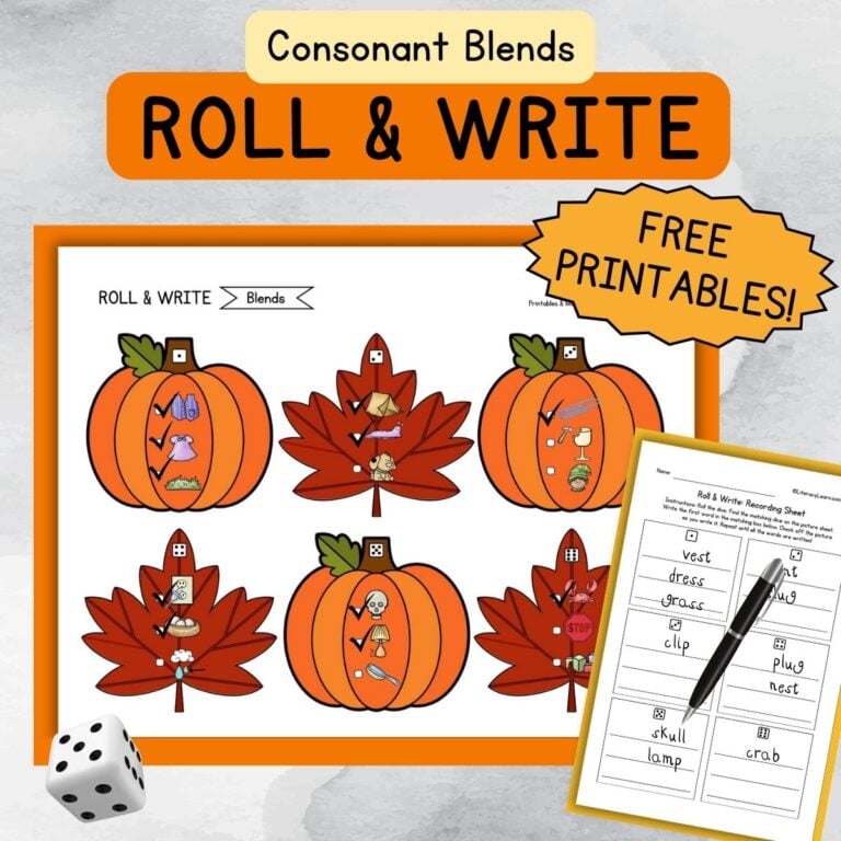 Fall Roll & Write for Consonant Blends – Free Printable!