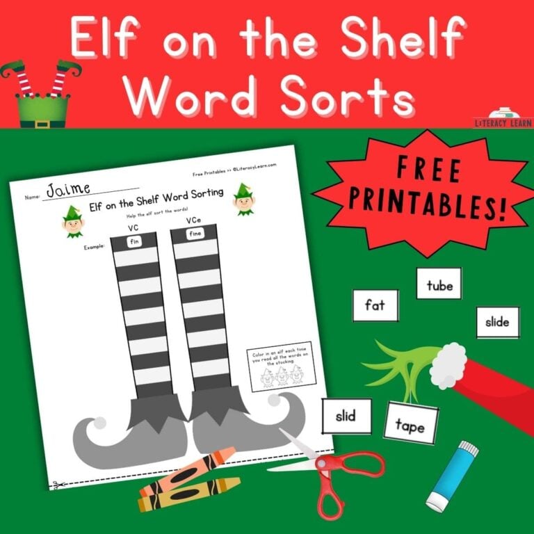 Elf on the Shelf Word Sorts – Free Printables!