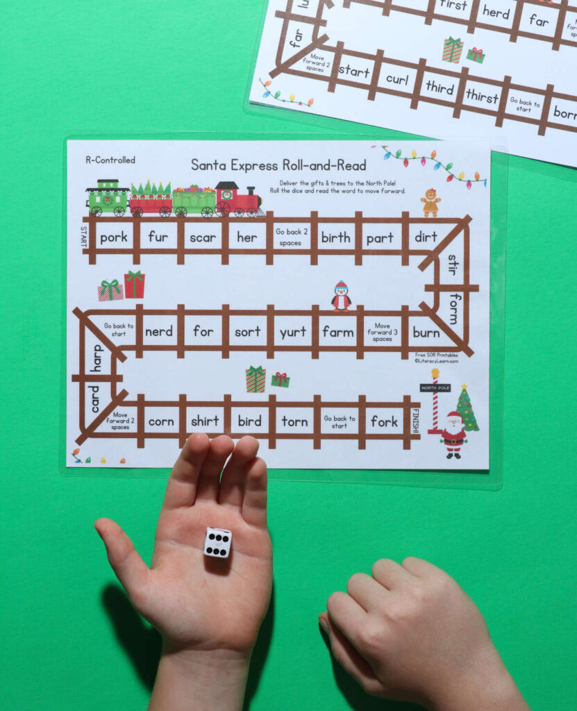 Santa R Santa R-Controlled Roll & Read Games - Free Printables - Literacy Learn