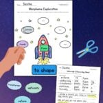 Space background with title "Morphology Exploration" with 2 free worksheets.