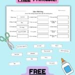 Pinterest graphic with a free printable idioms matching worksheet.