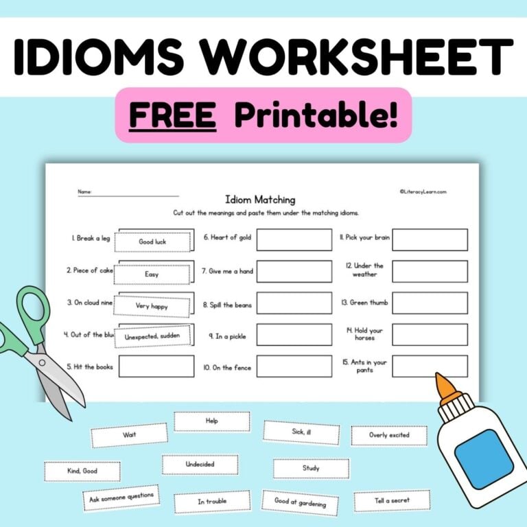 Idioms Worksheet – FREE Printable!
