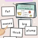 Free Adjective flashcards graphic for Pinterest.